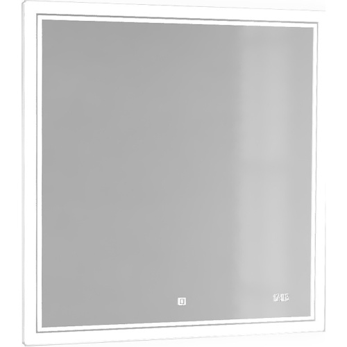 картинка Зеркало Jorno Glass 80 Gla.02.77/W с подсветкой с сенсорным выключателем с часами и обогревом от магазина Сантехстрой