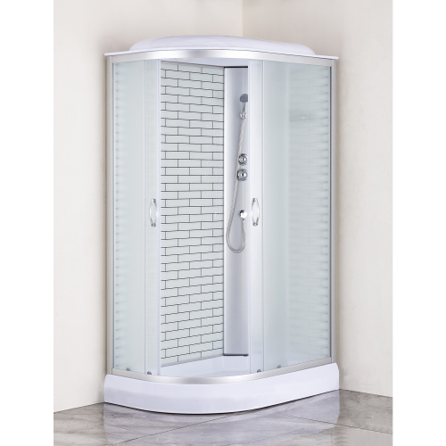 картинка Душевая кабина Loranto 120х80х215 правосторонняя, поддон 13см, белый кирпичный узор, матовое стекло 4мм, профиль хром (CS6612013RFW120) от магазина Сантехстрой