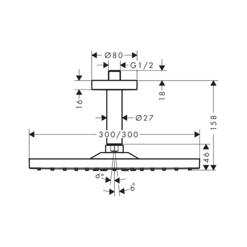 картинка Верхний душ Hansgrohe Raindance E 300 1jet, с потолочным держателем, черный матовый хром от магазина Сантехстрой