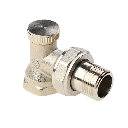 картинка Клапан настроечный, MVI, Premium, угловой, 1/2", НВ, PN 10, материал-латунь никелированная от магазина Сантехстрой