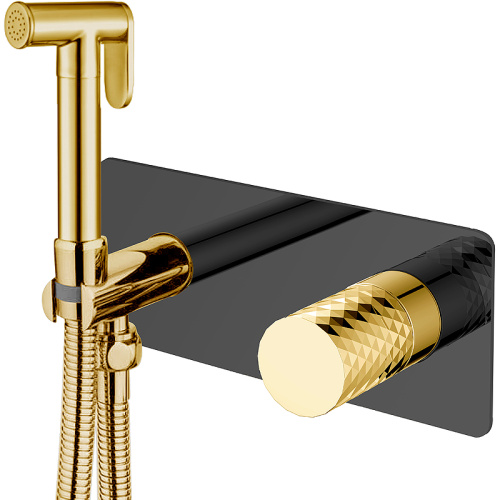 картинка Гигиенический душ со смесителем Boheme Stick 127-BG Черный матовый Золото от магазина Сантехстрой