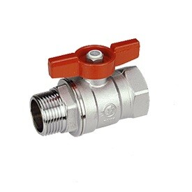 картинка Кран шаровой, R254D, 1 1/4", ВН, ручка-бабочка красная, хромированный от магазина Сантехстрой
