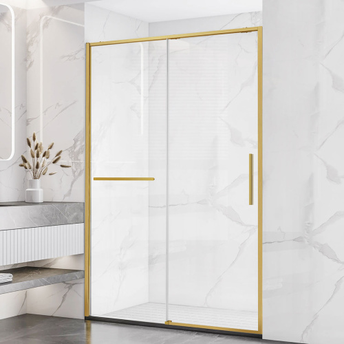 картинка Душевая дверь Slim Soft VDS-1SS140CLG, 1400, брашированное золото, стекло прозрачное от магазина Сантехстрой