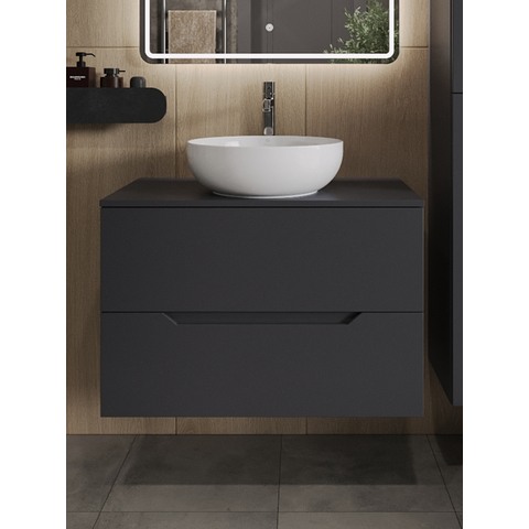 картинка Тумба с раковиной подвесная Orange Line Li-80TugMDF+B07-420W 80 см, графит/белый от магазина Сантехстрой