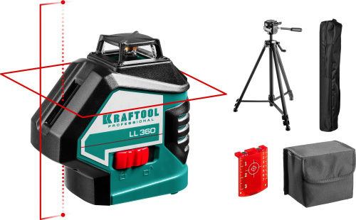 картинка KRAFTOOL LL360 #3 нивелир лазерный, 2х360° , 20м/70м, IP54, точн. +/-0,2 мм/м, штатив, в коробке от магазина Сантехстрой