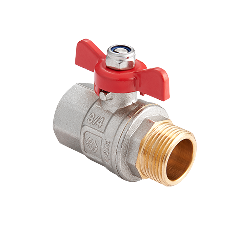 картинка Кран шаровой, MVI, Premium, 3/4", НВ, PN 40, ручка-бабочка, полнопроходной, материал-латунь никелированная от магазина Сантехстрой