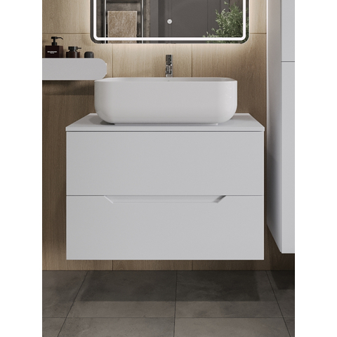 картинка Тумба с раковиной подвесная Orange Line Li-80TuwMDF+B03-600W 80 см, белый от магазина Сантехстрой