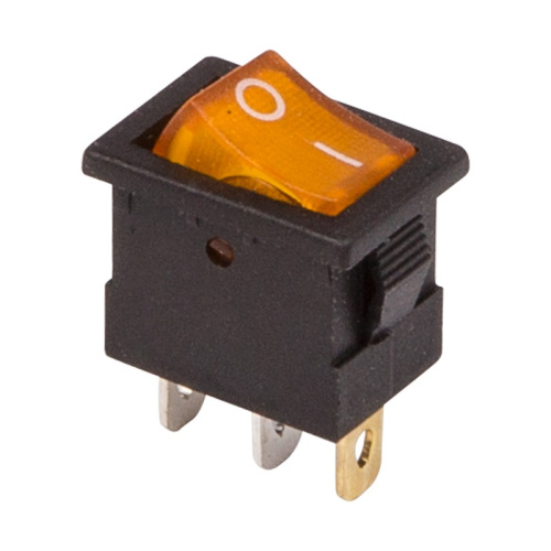 картинка Выключатель клавишный 12V 15А (3с) ON-OFF желтый с подсветкой Mini (RWB-206-1, SC-768) REXANT от магазина Сантехстрой