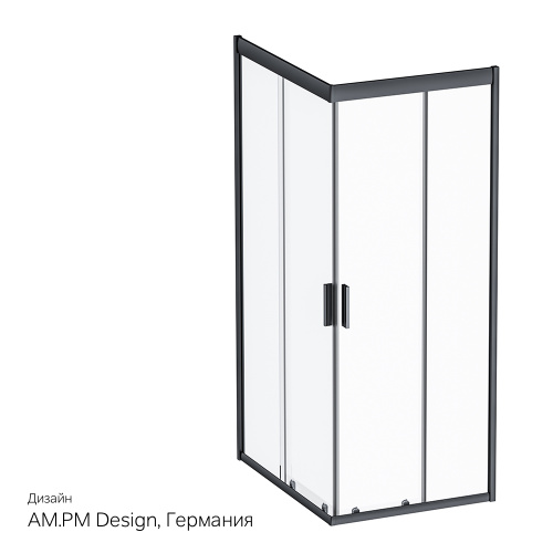 картинка W93G-404-100280-BT Gem S душ.ограждение 100х80 прям.,стекло прозрачное, профиль черный мат.,без подд от магазина Сантехстрой