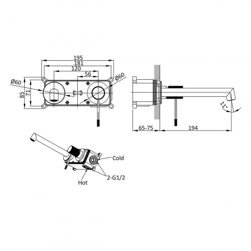 картинка Смеситель для раковины Desire VBFW-1D1CH встраиваемый однорычажный, хром от магазина Сантехстрой