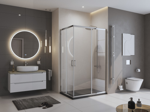 картинка Душевой поддон из искусственного мрамора в комплекте с сифоном BelBagno UNO TRAY-MR-UNO-AH-120/80-35-NERO-CR от магазина Сантехстрой