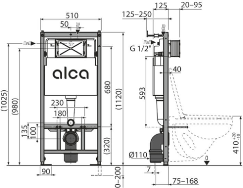 картинка Комплект инсталляции Alcadrain Set AM101/1120-4:1 RU M570-0001 от магазина Сантехстрой
