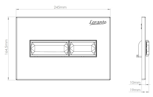 картинка Кнопка смыва Loranto 24.5х1.9х16.5 для инсталляции, металл/пластик, цвет Хром матовый (7321) от магазина Сантехстрой