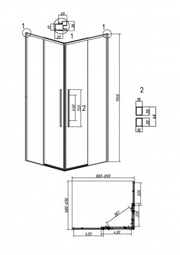 картинка Душевое ограждение Grossman Galaxy 300.K33.01.9070.10.00 (90х70х195) прямоугольник,раздвижная,хром,стекло прозрачое, 1 место от магазина Сантехстрой