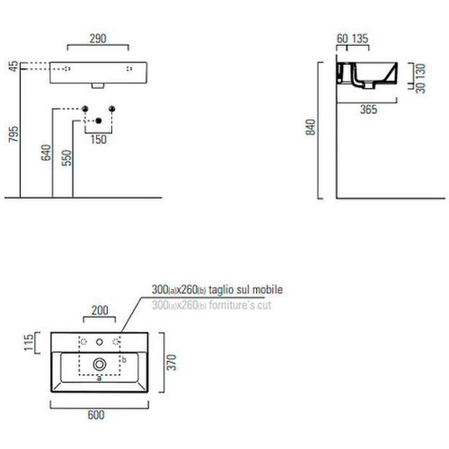 картинка Раковина GSI Kube X 60 9454011 Белая от магазина Сантехстрой