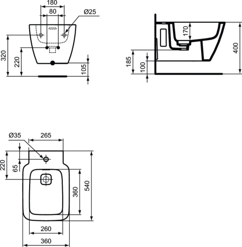 картинка Биде подвесное Ideal Standard Strada II T456801 от магазина Сантехстрой