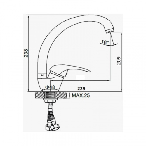 картинка Смеситель для кухни D-Lin D150409-C, белый от магазина Сантехстрой