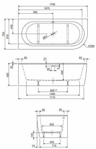 картинка Акриловая ванна Cezares Slim 179x79 L SLIM CORNER-180-80-60-L-W37-SET без гидромассажа от магазина Сантехстрой