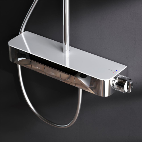 картинка F078F200 Func, душ. система: см-ль-полка д/душа с ТМС: душ.штанга, верхн. душ квадр., ручн.душ, хром от магазина Сантехстрой