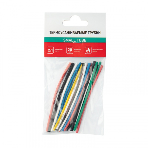 картинка Набор термоусаживаемых трубок ТУТ нг №4 SMALL TUBE 2:1, упаковка 20 шт.  по 10 см REXANT от магазина Сантехстрой