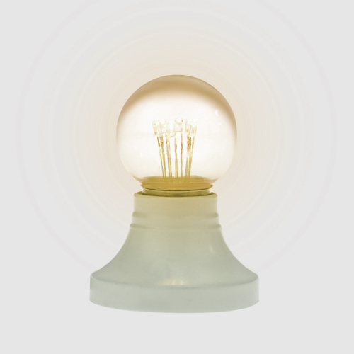 картинка Лампа шар e27 6 LED Ø45мм - ТЕПЛЫЙ БЕЛЫЙ,  прозрачная колба,  эффект лампы накаливания от магазина Сантехстрой