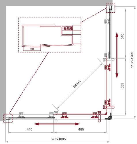 картинка Душевой уголок BelBagno Uno 120х100 UNO-195-AH-2-120/100-C-Cr профиль Хром стекло прозрачное от магазина Сантехстрой