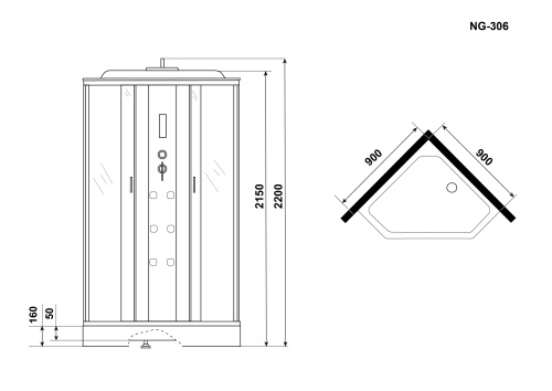картинка Душевая кабина Niagara Ultra NG-306-01 (90х90х220) низкий поддон(16см),стекло матовое,4 места от магазина Сантехстрой