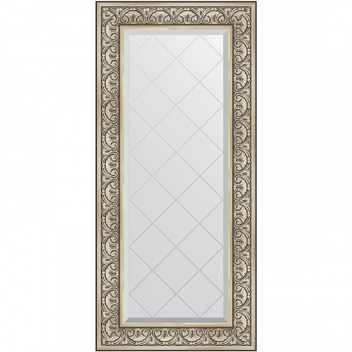 картинка Зеркало Evoform Exclusive-G 130х60 BY 4080 с гравировкой в багетной раме - Барокко серебро 106 мм от магазина Сантехстрой