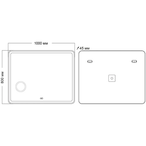 картинка Зеркало Grossman Leo 100 1610080 с подсветкой с сенсорным выключателем с подогревом от магазина Сантехстрой