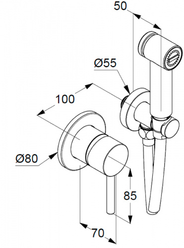 картинка Гигиенический душ со смесителем Kludi Bozz 389983976 Черный матовый от магазина Сантехстрой