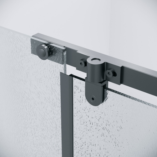 картинка Дверь в нишу 100.K33.03.100.21.02 Pragma (100*195) черный матовый, стекло шиншилла, 1 место от магазина Сантехстрой