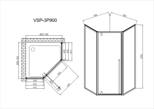 картинка Душевой уголок Penta VSP-3P900CL, 900*900, хром, стекло прозрачное от магазина Сантехстрой