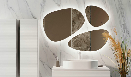 картинка Зеркало Jorno Stone 80 Stn.05/W/JR с подсветкой капля (3 шт) от магазина Сантехстрой