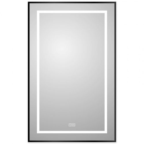 картинка Зеркало BelBagno Kraft 50 SPC-KRAFT-500-800-LED-TCH-WARM-NERO с подсветкой Черное с сенсорным выключателем и подогревом от магазина Сантехстрой