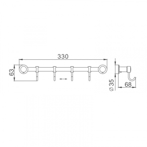 картинка Планка с крючками для полотенец Haiba хром (HB205-4) от магазина Сантехстрой