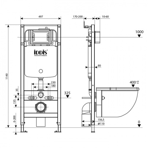 картинка Инсталляция рамная IDDIS Profix для подвесного унитаза универсальная (PRO0000i32) от магазина Сантехстрой