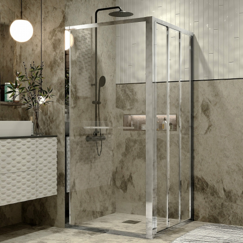 картинка Душевой уголок Grossman Alba 90х90 GR-9090Al1 профиль Хром стекло прозрачное от магазина Сантехстрой