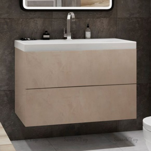 картинка Тумба под раковину Art&Max Verona Push AM-Verona-Push-900-2C-SO-St 89,6х45 см подвесная, камень светлый от магазина Сантехстрой