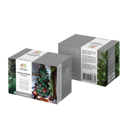 картинка Елочная гирлянда с кольцом,  7 нитей по 1,5 метра,  цвет диодов белый,  не соединяется от магазина Сантехстрой