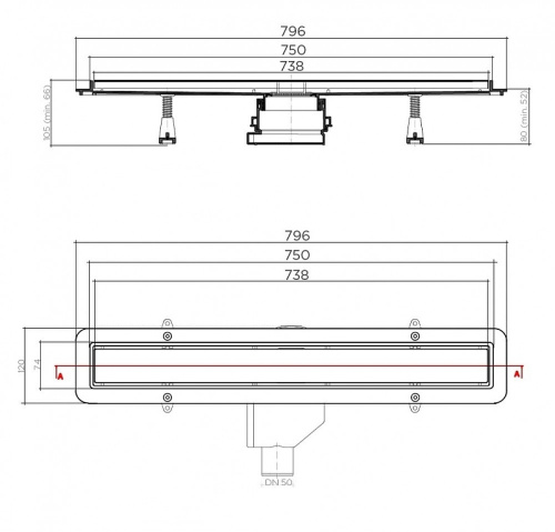 картинка Душевой лоток BETTOSERB Net Line 13702518 с решеткой Хром матовый от магазина Сантехстрой