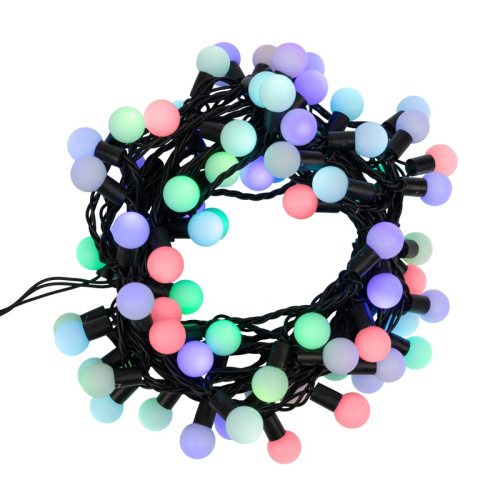 картинка Гирлянда Мультишарики Ø23 мм,  10 м,  черный ПВХ,  80 диодов,  цвет RGB от магазина Сантехстрой