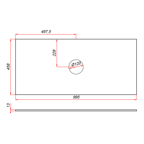 картинка Столешница компакт-плита 13 Белая, 1 вырез, 995х458 мм от магазина Сантехстрой
