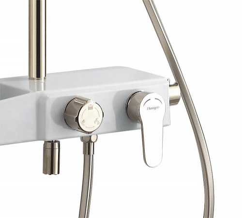 картинка Душевая система AZARIO с поворотным изливом, керамический картридж, белый/золото (AZ-801-1) от магазина Сантехстрой