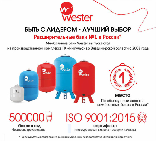 картинка Мембранный бак для водоснабжения Wester WAV 100 от магазина Сантехстрой