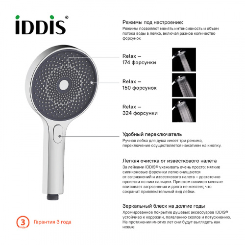 картинка Лейка для душа IDDIS SpaHome хром (SPA3F0Ci18) от магазина Сантехстрой