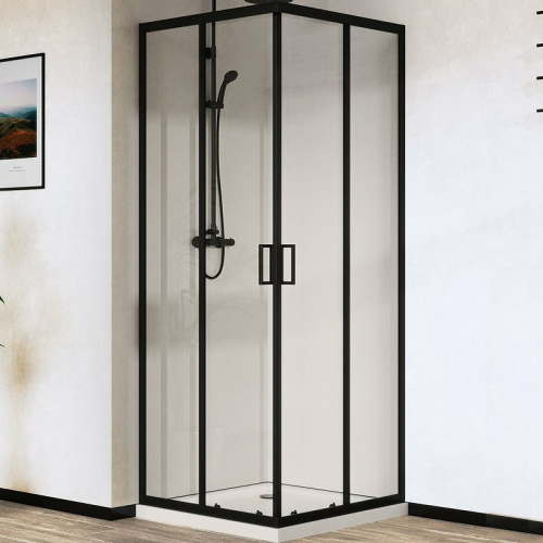 картинка Душевой уголок Vincea City 100х80 VSS-5CT8010CLB профиль Черный стекло прозрачное от магазина Сантехстрой