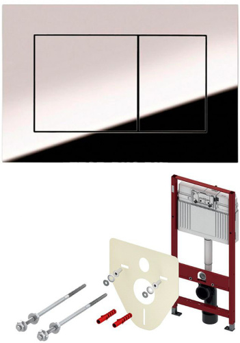 картинка TECE комплект (4в1): инсталяция TECEBase, шпильки к стене, звукоизоляция 9200010 и клавиша 9240401 (TECEnow хром) от магазина Сантехстрой