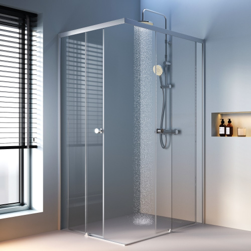 картинка W94G-403-12090-MТ Душевое ограждение X-Joy Square Slide 120х90, мат хром, прозрачное от магазина Сантехстрой