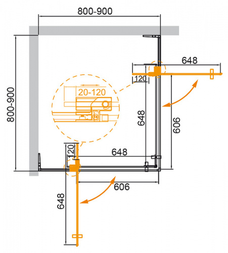 картинка Душевой уголок Cezares Silder 90х90 SLIDER-A-2-80/90-C-Cr профиль Хром стекло прозрачное от магазина Сантехстрой