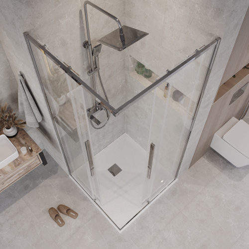 картинка Душевая перегородка 1/2 Grossman Galaxy 1/2.K33.01.10.10.00 (100х195) хром,стекло прозрачное, 1 место от магазина Сантехстрой